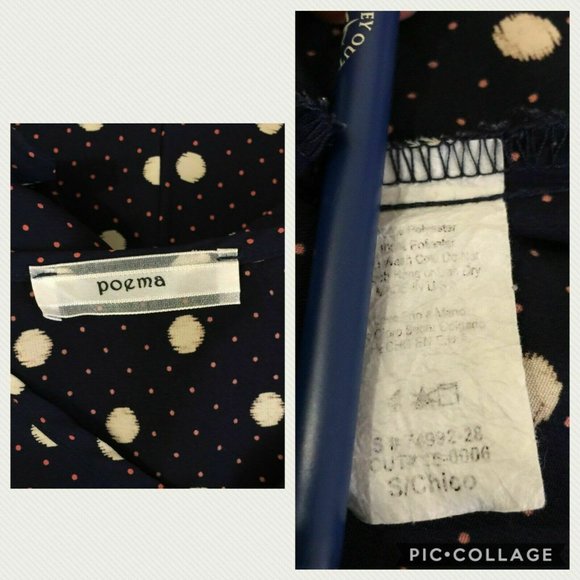 Poema S Polka Dot Patterned Blouse Sleeve Accents - Picture 12 of 12